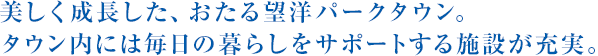 美しく成長した、おたる望洋パークタウン。タウン内には毎日の暮らしをサポートする施設が充実。